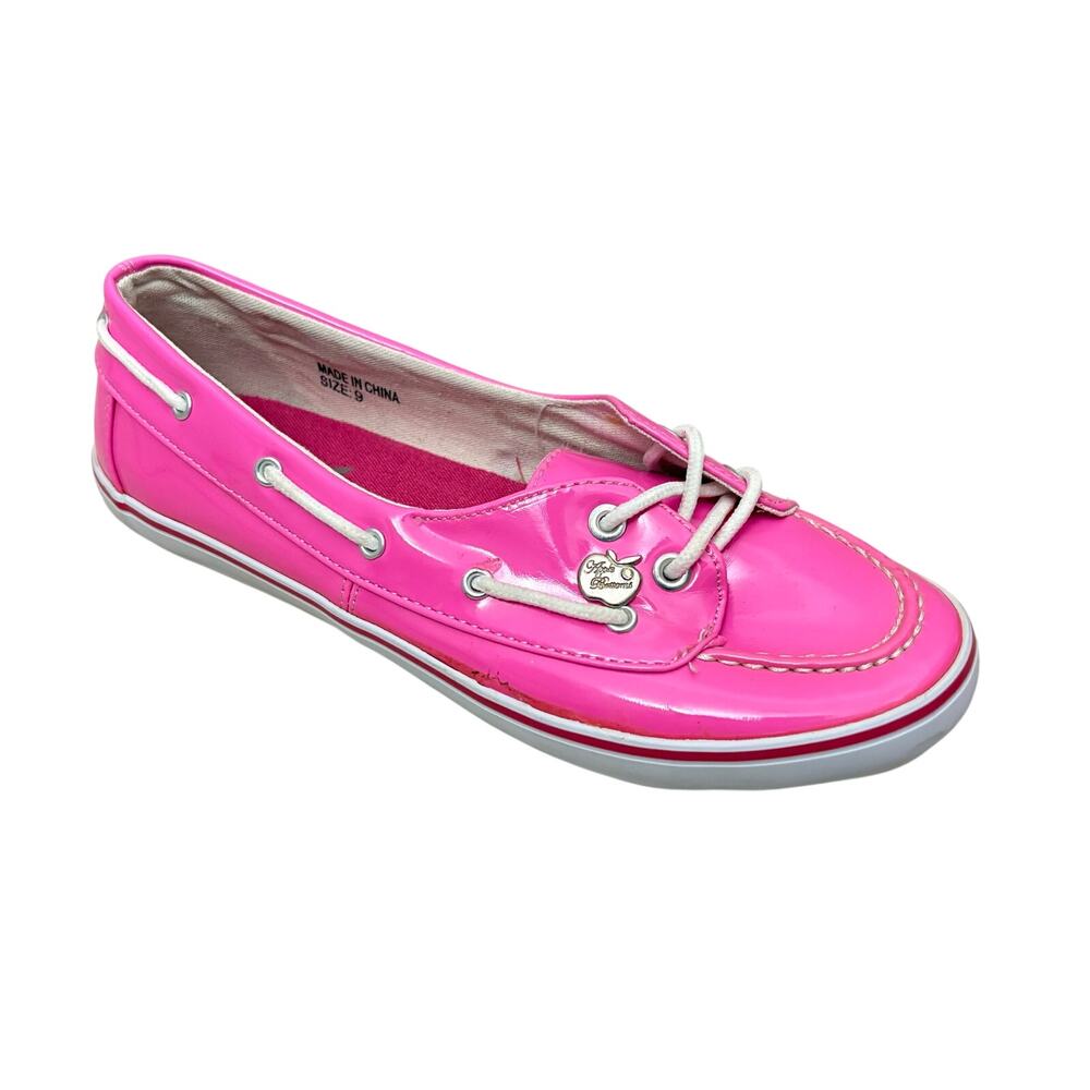 Vintage Y2K Apple Bottoms Hot Pink Patent Boat Shoes Loafers Women’s Size 9